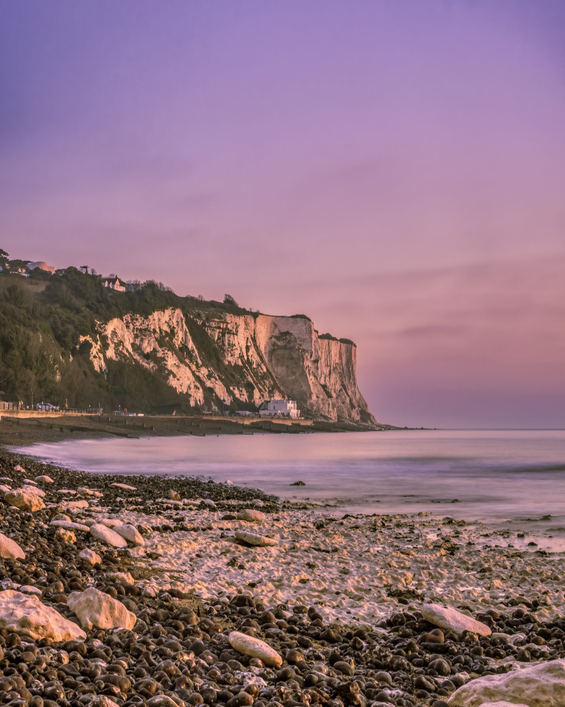 St Margarets Bay - Un lever de soleil rose, Traversée de la Manche Geopark_James Eastwell