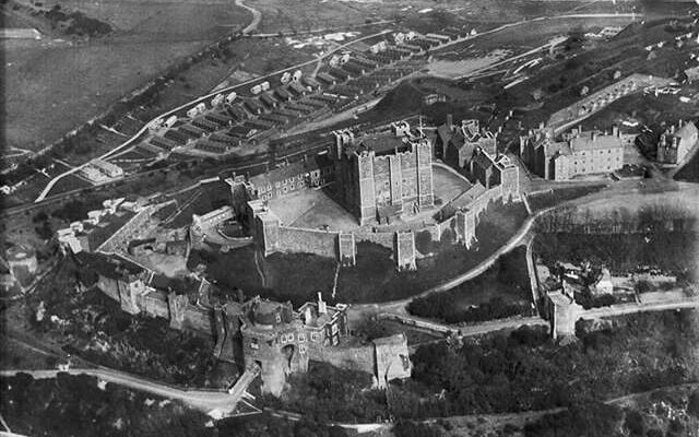 Aerial view of historic dover castle